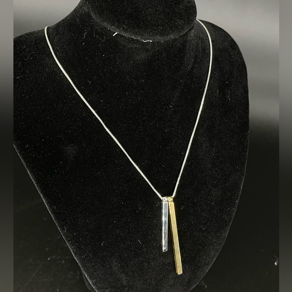 Gold and silver bar necklace